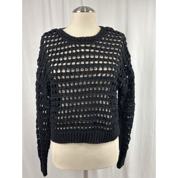 FULL TILT Women’s M Open Chunky Knit Long Sleeve Sweater Black Boho Whimsygoth - Picture 1 of 7